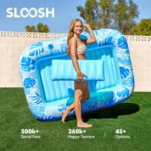 Sloosh Sloosh 70" X 46" Swimming Pool Floating Tanning Pool Hammock Lounger, Water Inflatable Float Bed Inflatable Tanning Pool Lounger Float Large Suntan Tub Pool Floats Sun Tan Tub Ice Bath Tub Tanning Bed Blow Up Pool Raft Lounge Floatie