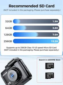 AZDOME WiFi 4K Dash Cam, UHD 2160P 2.4" IPS Screen Driving Recorder, 170° Wide Angle Dashboard Camera Built-In GPS WDR Night Vision 24H Parking Mode, Loop Recording Easy To Install