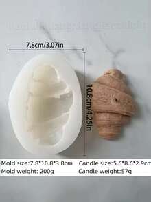 羊角面包形状的蜡烛、肥皂和粘土硅胶模具 - 可重复使用的 DIY 手工工具，带有图案设计，适用于家居装饰、生日和节日礼物（仅模具，不包括蜡烛/肥皂/粘土产品），DIY 蜡烛制作 | 装饰模具 | 可重复使用的硅胶材料 - 白色 - 查看 13