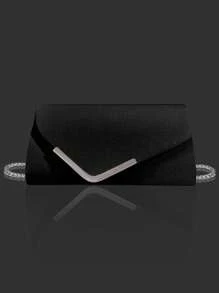 Conjunto de bolso de embrague elegante de noche para mujer con adornos brillantes, correa de cadena de diamantes y juego de pulsera, collar y aretes. Bolso de embrague con solapa y brillos, cadena metálica cruzada para fiesta, boda, baile de graduación, cena/banquete. El mejor regalo para Año Nuevo y San Valentín.