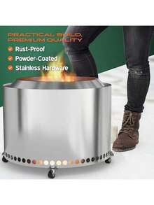 Rolling Solo Stove Yukon Stand – 28" Fire Pit On Wheels For Outside – Rust-Proof Aluminum & Stainless Steel - Solo Stove Accessories - Solostove Yukon Compatible For Patios By - 28吋育空支架 - 查看 5