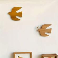 Handmade Wooden Bird Wall Hanging - Artistic Home Decor Sculpture, Light Brown Wood Grain Finish, Electricity-Free, Suitable For Any Room Decoration, Art Display | Elegant Design | Smooth Texture, Bird Decor Bedroom Decor Wall Decor