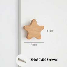 6个波西米亚风格梳妆台把手，可爱山毛榉木动物造型抽屉拉手，适用于橱柜、家具装饰，附带安装螺丝 - 杏色 - 查看 6