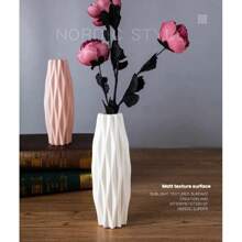 Jarrón alto de pie grande, de plástico de imitación de cerámica, blanco y negro, de estilo europeo, para arreglos florales secos y decoración del salón. Jarrón cilíndrico retro clásico, resistente, de varios colores, decoración de sobremesa para sala de estar, sin necesidad de baterías