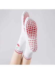 1 paire de chaussettes de yoga Pilates avec antidérapant pour femmes, chaussettes de ballet de longueur d'équipe, chaussettes d'hôpital pour l'entraînement, chaussettes mignonne en silicone résistantes à l'usure et antidérapantes, chaussettes respirantes style cerise pour l'été, chaussettes de danse de gym antidérapantes, chaussettes athlétiques d'équipe adhérentes, chaussettes de sport de fitness antidérapantes, cadeaux pour les amateurs de méditation 6/10/20 pièces