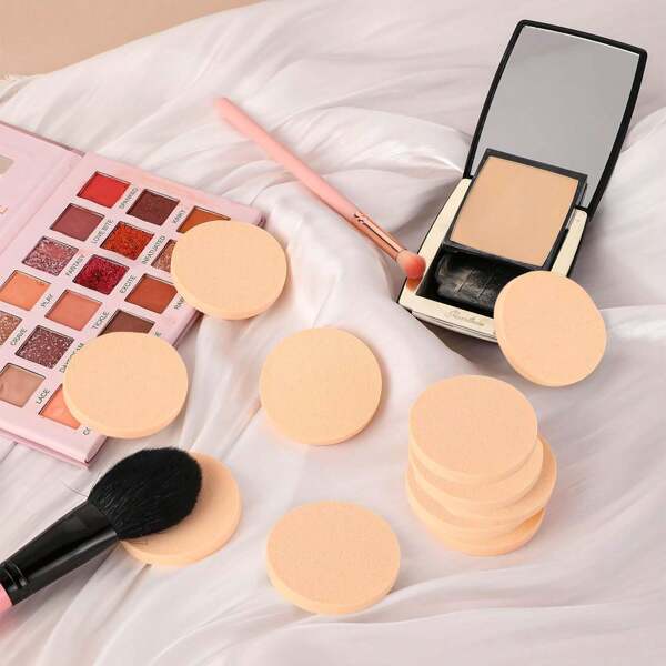 12 piezas Esponjas de maquillaje redondas, para base de maquillaje, borla de maquillaje en polvo, almohadilla para esponja de maquillaje, difuminador de borla de polvo (tono de piel)