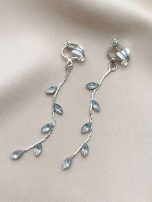 1 Pair Fashionable Personalized Leaf Tassel Long Ear Clips - Silver - View 8