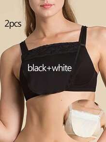 1pc Women's Color Block Lace Bra Pad Bralette Accessories With Striped Pattern, Removable & Washable Push Up Bra Pads Made Of Woven Polyester,Anti-Leakage Chest Shield Pads, Women's Lingerie & Underwear Accessories