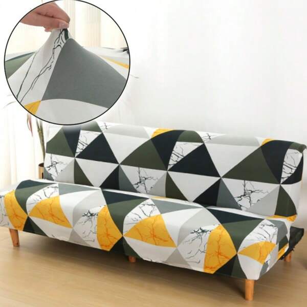1 pieza Funda elástica y plegable para sofá, funda minimalista moderna para sofá con estampado geométrico de mármol