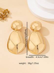 1 par de pendientes de moda para mujer, pendientes de metal liso con diseño geométrico exagerado en estilo bohemio, adecuados para uso diario y vacaciones