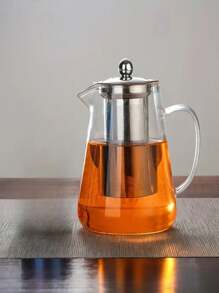 Théière en verre de 18 onces (environ 527,3 grammes), théière transparente en borosilicate, équipée d'un infuseur amovible en acier inoxydable 18/8, théière à fleurs et à feuilles dispersées, convient pour le camping et les voyages (550 millilitres)