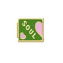 Joya de acero inoxidable dorado de moda y elegante para manualidades, con base metálica de patrones coloridos que incluye dijes de corazón, atardecer, mariposa y flor, ideal para hacer pulseras DIY, accesorio unisex, artesanía exquisita, regalo perfecto para la novia - Vistoso - Ver 13