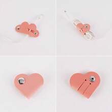 5 Pcs Heart Cord Organizer Earbud Holder Earphones Headphones Cable Winder Earbud Organizer, PU Leather Cable Organizer Gifts For Men Women Lover, Matcha Green/Pink/White