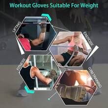 Guantes de entrenamiento para hombres, guantes de levantamiento de pesas con soporte para la muñeca, guantes de ejercicio completos, guantes transpirables de media dedos para gimnasio, levantamiento de pesas, ejercicio, entrenamiento y fitness - Marrón - Ver 6