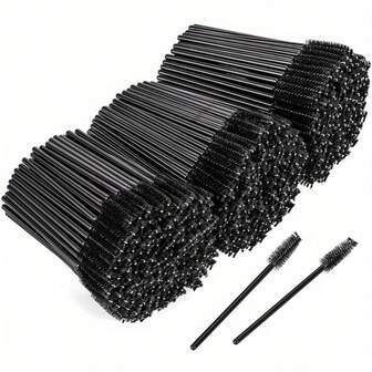 500 st. ögonfransborstar och eyelinerkammar, formaldehydfria standardborst, böjt ovalt borsthuvud lämpligt för ögonbryn och lösögonfransförlängning, professionella sminkverktyg engångsmascara-stav ögonfransborste ögonbrynsborste borste ögonfransböjare för ögonfransförlängning, ögonbrynsborste, ögonskuggsborste, borste