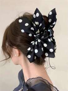 1 Stück eleganter Stoffbogen Polka Punkt Haarklammer für Damen, Punkt Schleife Pferdeschwanz Hochsteckfrisur Haarklammer, geeignet für Kleider, vielseitige tägliche Haarstyling Deko-Accessoires, boho elegante Mode Haarzubehör