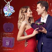 Preserved Real Red Rose With L Love You Necklace Eternal Forever Flowers Rose Birthday Gifts For Women Her Mom Wife Girlfriend Grandma On Valentines Mothers Day Christmas Anniversary Romantic-Red - Purple - View 6