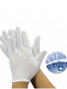 1/2/3/5/10/15Pairs White Gloves, Suitable For Eczema And Dry Hands - Breathable Work Gloves With Lining - Moisturizing SPA Soft Jewelry Inspection Gloves - Elastic Fit Cloth Gloves, Suitable For Most Women - Multicolor - View 6
