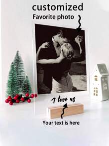 1 Placa de acrílico personalizada con foto de pareja, tamaño 4.72 X 6.29 pulgadas, con base de madera, perfecta para exhibir en el dormitorio, ideal para parejas, recién casados, aniversarios, regalos del Día de San Valentín