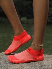 ZVB Couples' Water Shoes, Suitable For Barefoot Lovers, Swimming & Diving With Soft Sole, Women's Beach Shoes, Outdoor Quick Drying Summer Sandals, Fishing Water Shoes, Anti-Slip & Breathable - 紅色 - 查看 3