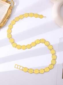 1 pieza Cadena para la cintura con forma de moneda chapada en oro, estilo bohemio, cadena para la cintura de caftan marroquí, joyería para fiesta de boda y novia, regalo de mujer para vacaciones