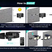 Tuffenough Solar Outdoor Lights 2500LM 210LED Security Lights,3 Heads Dimmable SpotLights With 3 Modes,IP65 Waterproof(1 Packs) - Upgraded (2Packs) - View 7