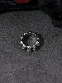 1 pieza Anillo de estilo gótico punk, retro, hip hop con diseño de calavera, adecuado para uso diario, fiestas, festivales de música, Halloween