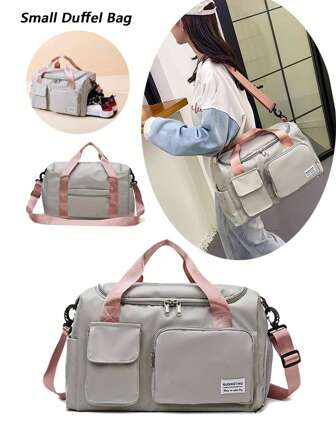 Colourblock Duffel Bag Waterproof With Wet Dry Pocket & Shoes Compartment For Travel & Gym