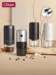 CLITON 1pc Arabic Coffee Electric Grinder - 40 Adjustable Settings, 1800mAh Battery, 7 Sizes & 3 Colors (Black/White/Silver Stainless Steel), Dual Grind Modes For Turkish Coffee, Espresso, Camping - Eid Gift, Luxury Kitchen Accessories, Home Appliances Ramadan Gifts