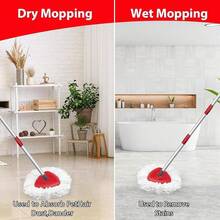 Spin Mop Replacement Head Compatible With O-Cedar EasyWring 1 Tank, 2 Microfiber Mop Refills, 30-58" Handle And 1 Base Set Combo (White,1 Tank System)2025