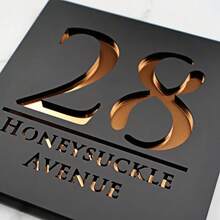 Personalized Acrylic House Number Sign - 3D Hollow Black Gold Custom Address Plate For Home, Apartment, Shop | Modern Font, Weatherproof, Easy To Install | Enhance Curb Appeal - Multicolor - View 4