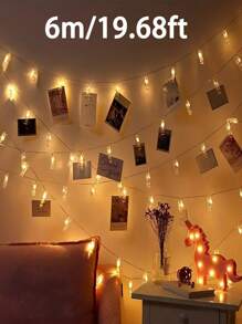 Cadena de luces con pinzas para fotos, luces decorativas para fiestas, cadena de luces LED romántica con pinzas para colgar fotos y tarjetas, elementos para mostrar fotos, adecuado para dormitorio, fiesta, boda, San Valentín, Navidad, Acción de Gracias, decoración de otoño, Halloween