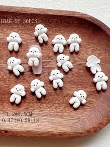 30 Pcs Cute Teddy Dog Shaped Resin Nail Art 3D Decorations