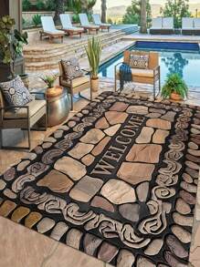 1/2pcs Welcome Home Pebble Printed Pattern Floor Mat - Non Slip Floor Mat, Suitable For Indoor/Outdoor Use, Perfect For Entranc Mats, Kitchen Mats, Laundry Room Mats, Bathroom Mats, Living Room Mats, Etc., Washable Area Mats
