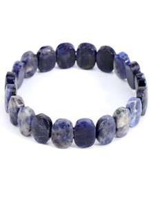 1 pieza Brazalete de piedra natural CSJA para hombres y mujeres, pulsera con cuentas ovaladas facetadas de obsidiana, cuarzo rosa, cristal de roca y ojo de tigre, joyería de verano, regalo