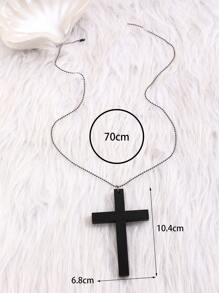 Vintage Gothic Necklace Sweater Chain, Black & White Christian Cross Pendant Necklace For Women, Fashion Jewelry Chain, Lolita Wooden Punk Choker