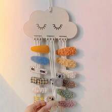 1pc Wooden Cloud Shaped Hair Clips, Multi-Functional Home Decor & Organizer Hang - Beige - View 9