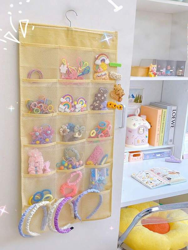 1pc Children's Hair Accessories Storage Bag, Fabric Hair Band, Scrunchie, Hairclip, Hairpin Hanging Organizer Bag
