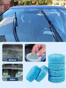 5/10/20/50/100pcs All-Season Windshield Cleaning Tablets, Concentrated Effervescent Degreasing Agent, Removes Oil Film And Streaks, Fast Dissolving Washing Liquid Booster, Anti-Freeze To -30°C, Suitable For All Car Models - Blue - View 3