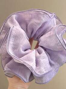1 Stück cremefarbener, süß koreanischer Stil Frühjahr Übergroß Doppel-Layer Rüschen Chiffon strukturierte Haargummi, einfacher tiefer Pferdeschwanz & Dutt Haarband, französischer Rüschen Dekor Haarzubehör Zopfhalter Haargummis Haargummi Scrunchies Haarband Elastisch