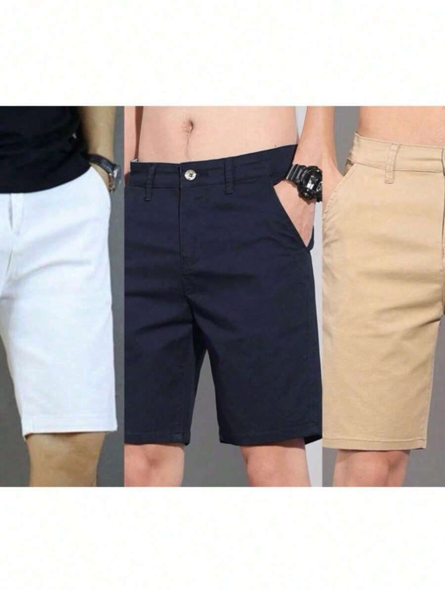 Kit 3 Men's Twill Bermuda Shorts - White - View 1
