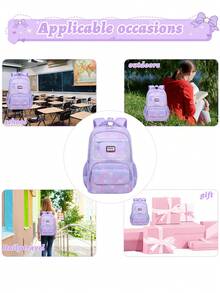 3pcs Blue Diamond Snowflake Girl Backpack Set: Handbag, Pencil Case, Lightweight High Capacity Polyester Student Backpack, Travel Bag, Ideal Birthday Gift, Back To School Essential - Snowflake Blue - View 7