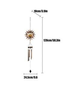 Celestial Solar Wind Chimes Outdoor Decor - Sun Moon Hanging Light With 8 Melodic Tones, Gift-Ready Garden & Balcony Lighting For Holiday Ambiance - Multicolor - View 11