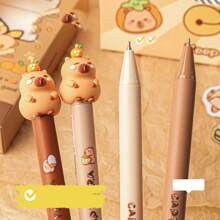 4 Stücke kreative Cartoon neutrale Stifte, süße Kapibarasan Panda Kugelschreiber, schnell trocknende Schüler Druckknopfstifte