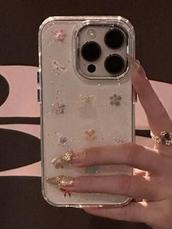 3D Blumen Faux Perlen Schmuck verziertes Handyhülle kompatibel mit iPhone 14, kompatibel mit iPhone 13 Pro Max, hochwertige Luxus Schutzhülle mit ästhetischem Design, stoßfest und rundum wasserdicht kratzfest