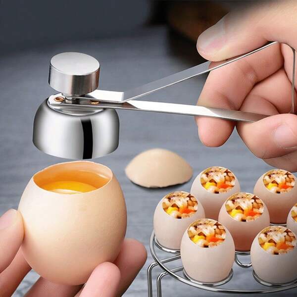 2pcs/Set Stainless Steel Egg Topper Cutter Metal Egg Scissors Boiled Raw Opener Creative Kitchen Tool Gadgets Accessories Cool Gadgets