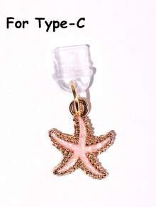 1/4pcs Multicolor Starfish Dust Plug, Creative Cute Fashion Marine Life, Glossy Alloy Metal Pendant, Transparent Silicone Dust Plug Accessory For Smartphone, Tablet, Kindle, Charging Port Decor, Suitable As Small Gift, Compatible With IPhone Lightning/Type-C, Firmly Protects Charging Port From Water, Moisture And Dirt