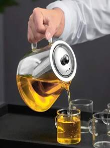 Théière en verre de 18 onces (environ 527,3 grammes), théière transparente en borosilicate, équipée d'un infuseur amovible en acier inoxydable 18/8, théière à fleurs et à feuilles dispersées, convient pour le camping et les voyages (550 millilitres)