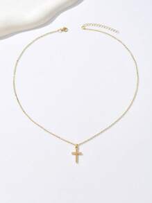 1pc Elegant Fashion Cross Pendant Necklace, Suitable For Women Daily Wear