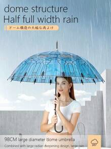 1 pièce Parapluie dôme en cristal romantique, 16 baleines, parapluie dôme bleu rétro, résistant au vent et à la pluie, accessoire photo, parapluie épais transparent, parapluie de pluie beau et créatif, parapluie ménager, grande taille, convient pour les jours de pluie, la photographie en extérieur et comme petit cadeau pour les amis
